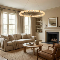 Alabaster Beaded Ring Chandelier
