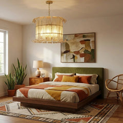 Curved Glass Slat Drum Chandelier