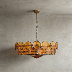 Italian Murano Style Glass Disc Chandelier