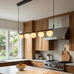 Long Strip Alabaster Spherical Chandelier