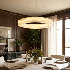 Round Ring Shaped Alabaster Chandelier