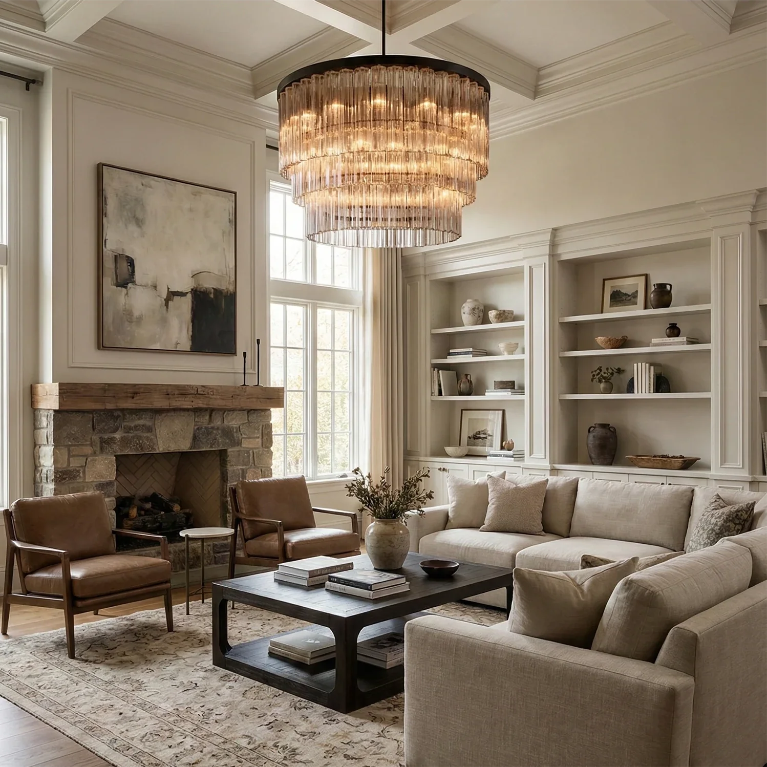 Linear Crystal Cascade Chandelier