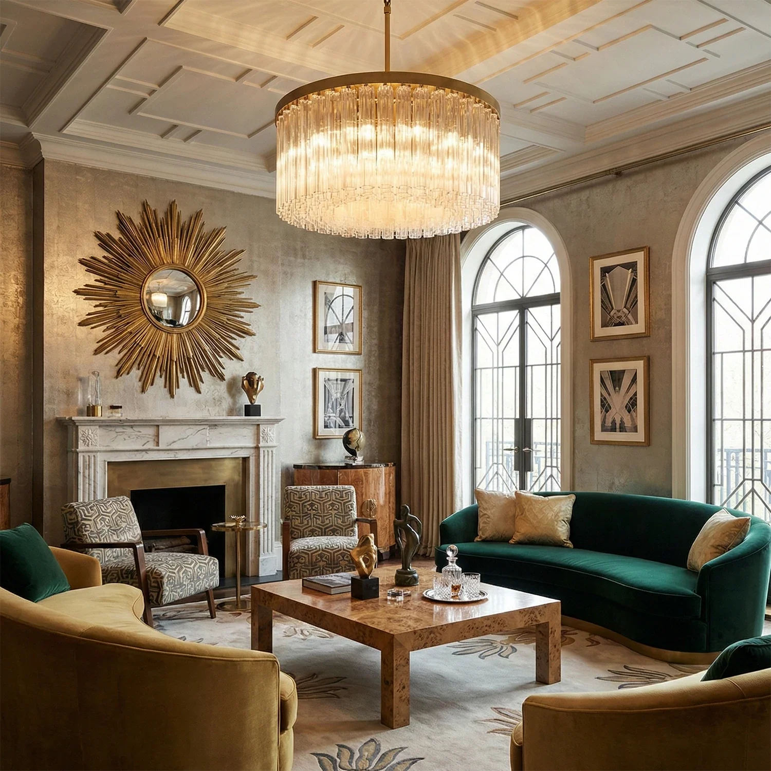 Linear Crystal Cascade Chandelier