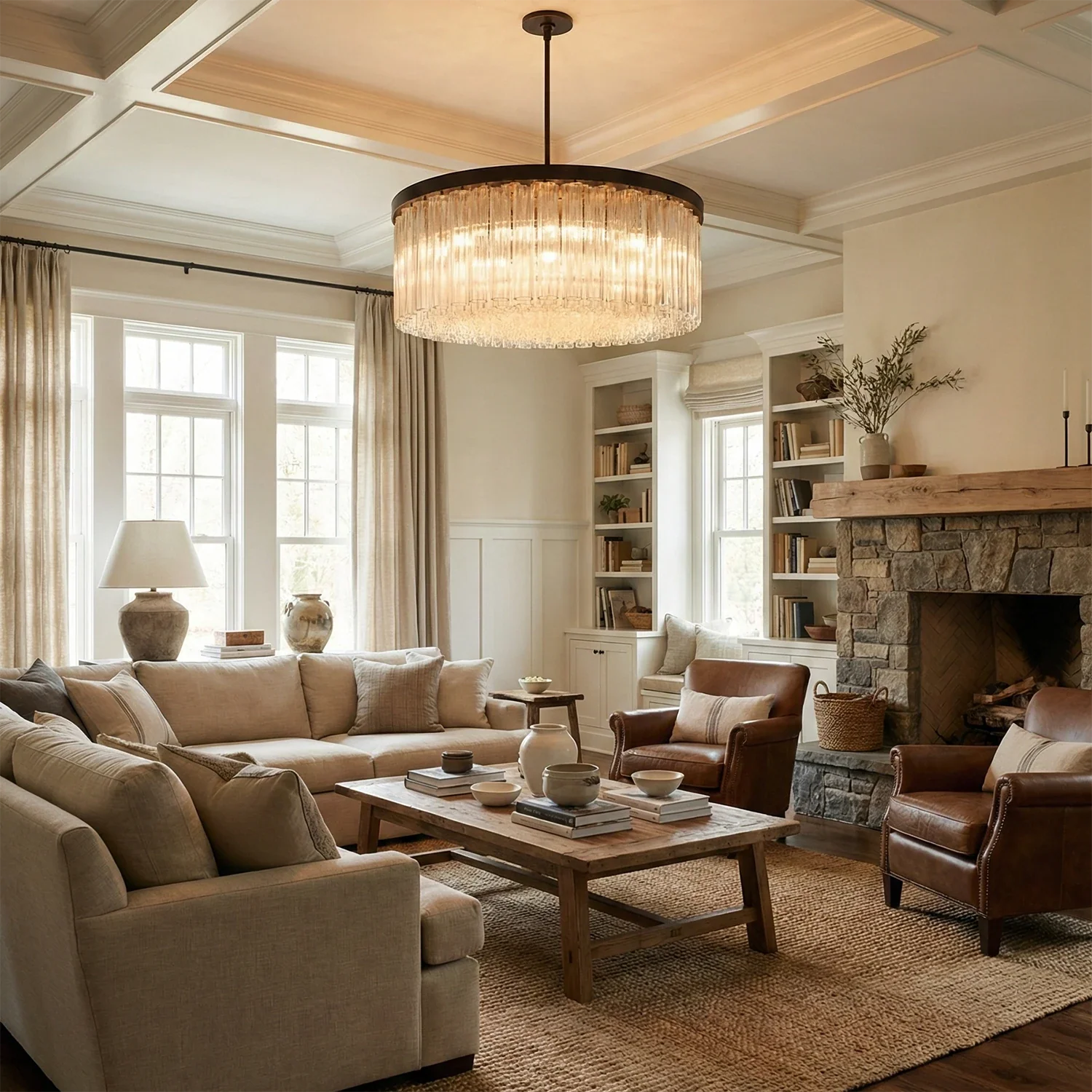 Linear Crystal Cascade Chandelier