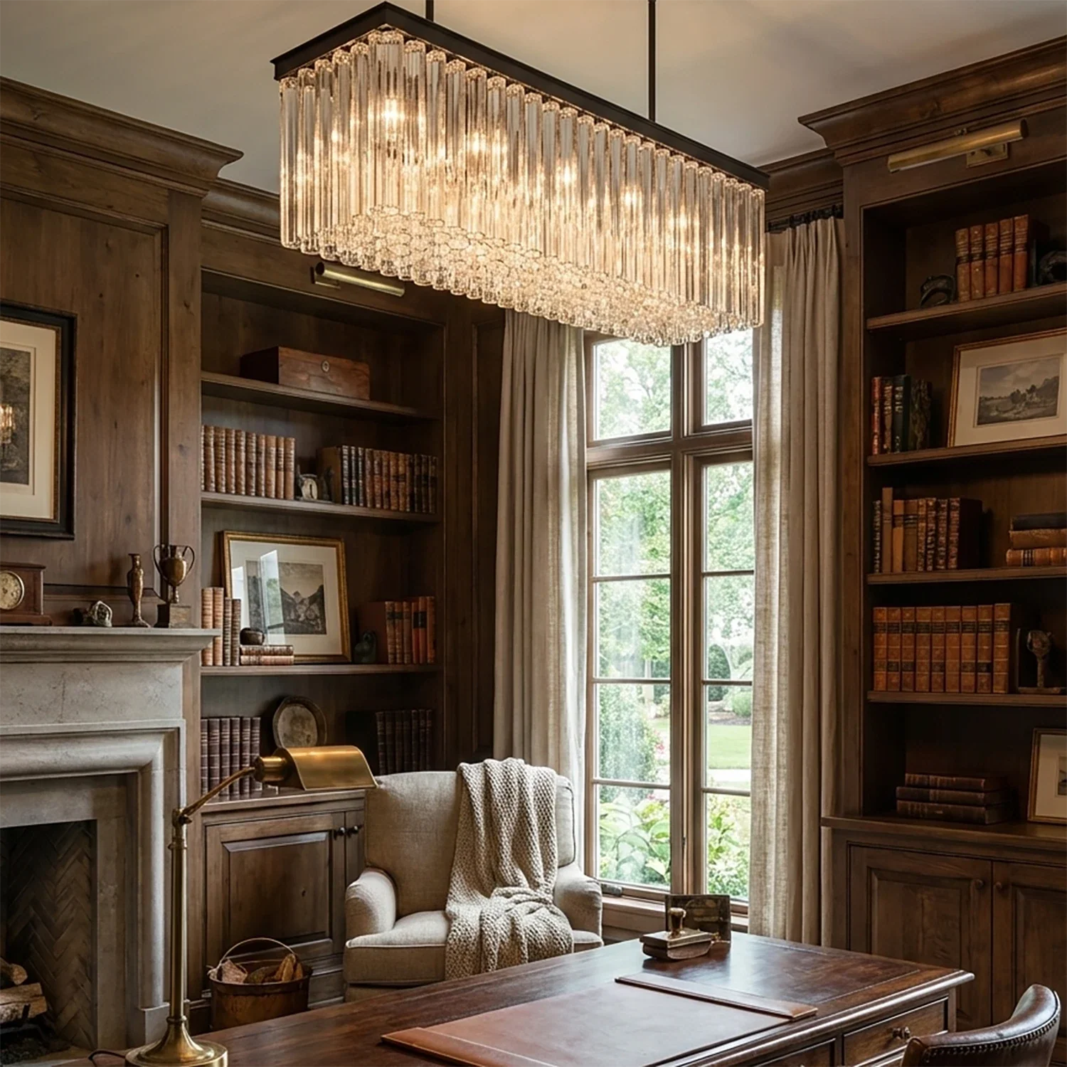 Linear Crystal Cascade Chandelier