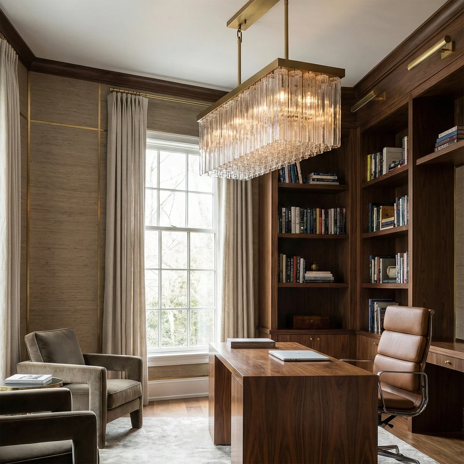 Linear Crystal Cascade Chandelier