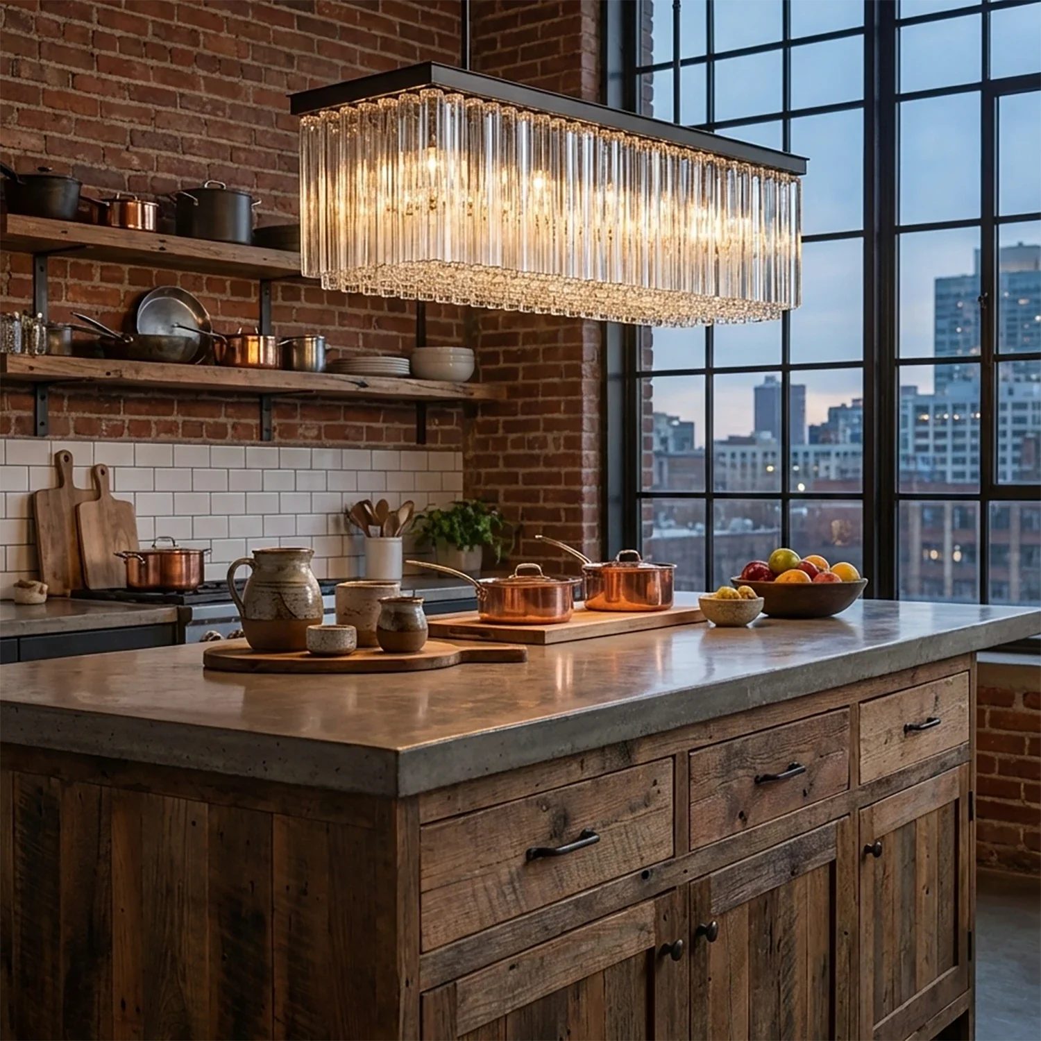 Linear Crystal Cascade Chandelier