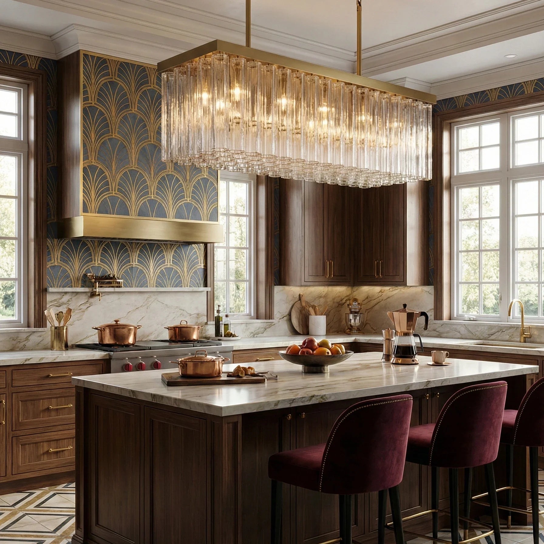 Linear Crystal Cascade Chandelier