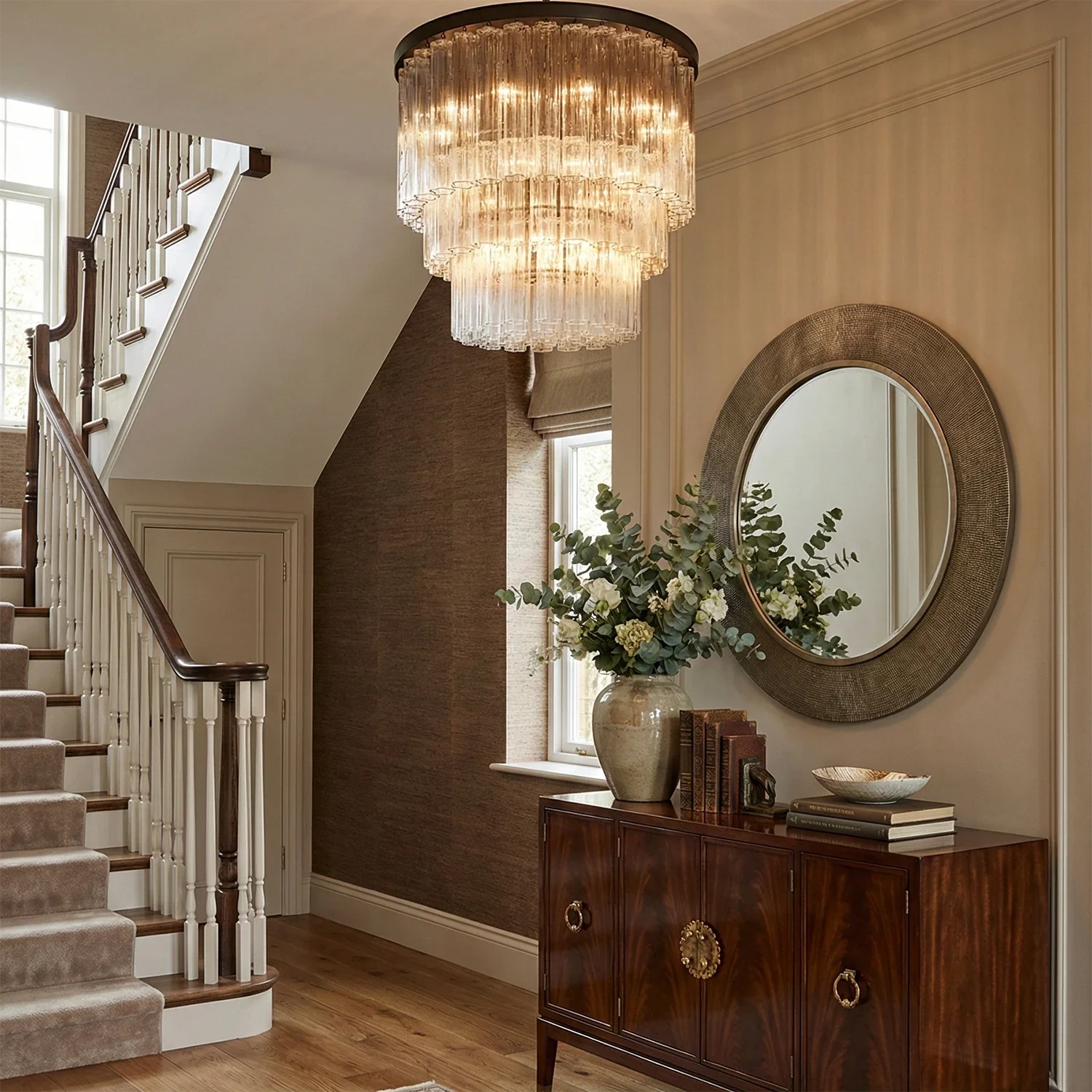 Linear Crystal Cascade Chandelier