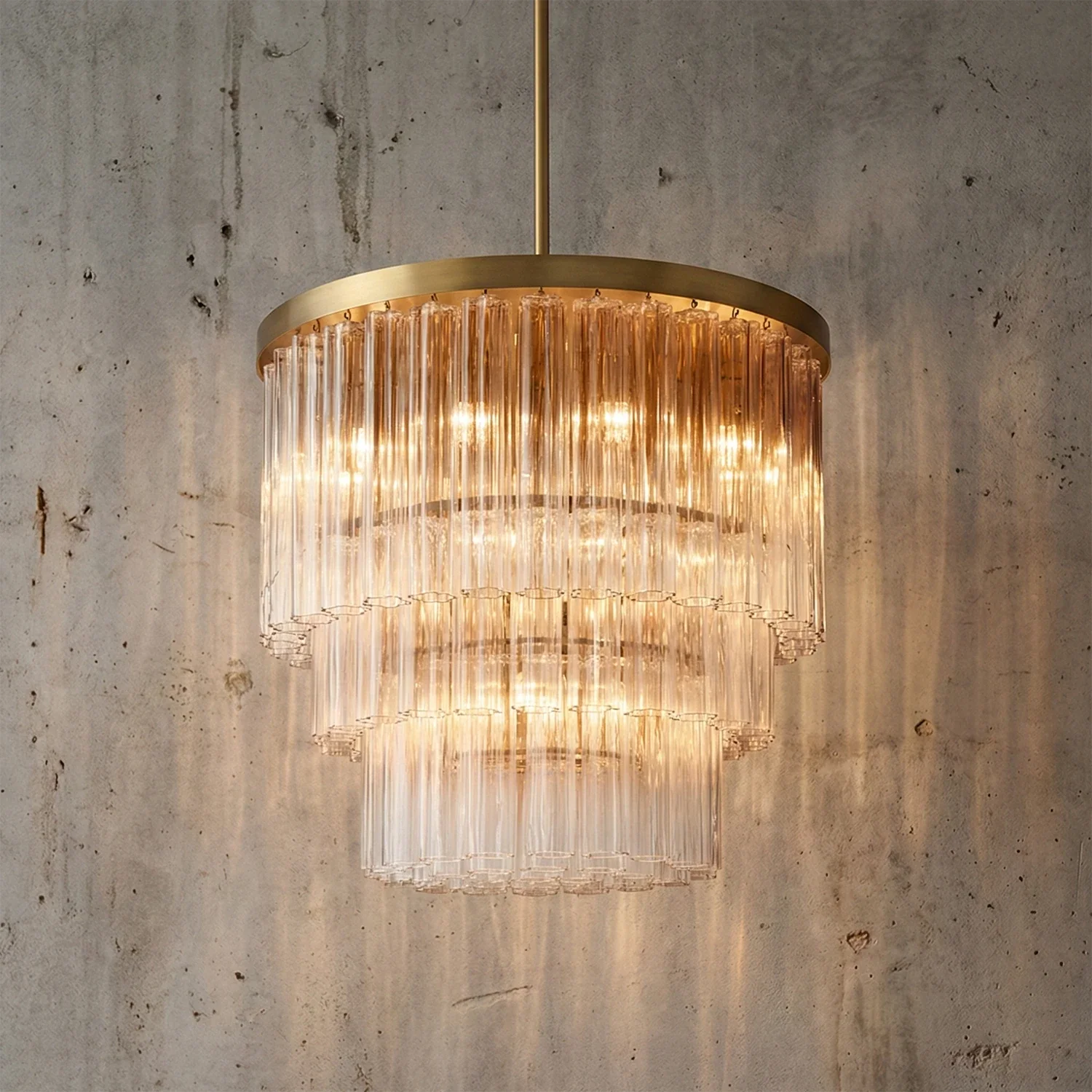 Linear Crystal Cascade Chandelier