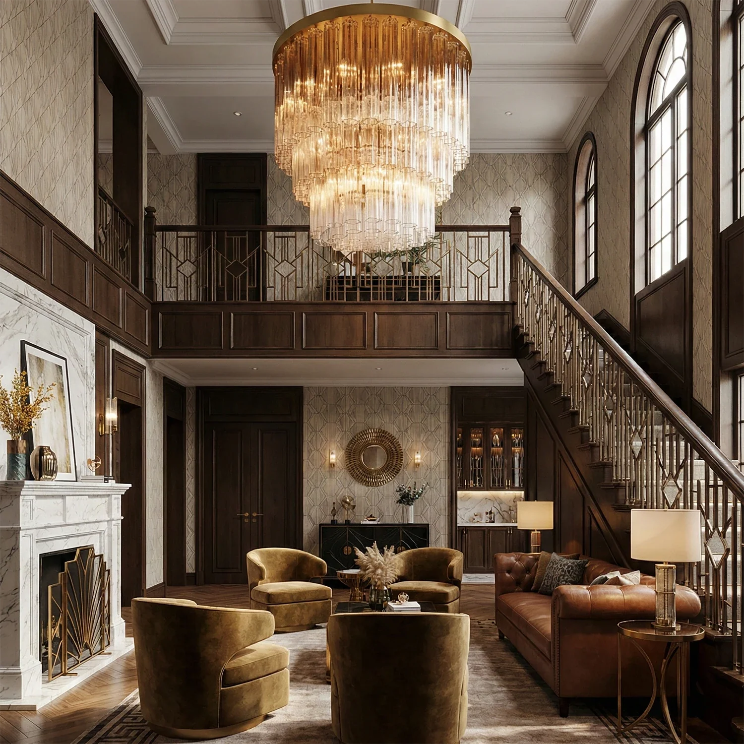 Linear Crystal Cascade Chandelier