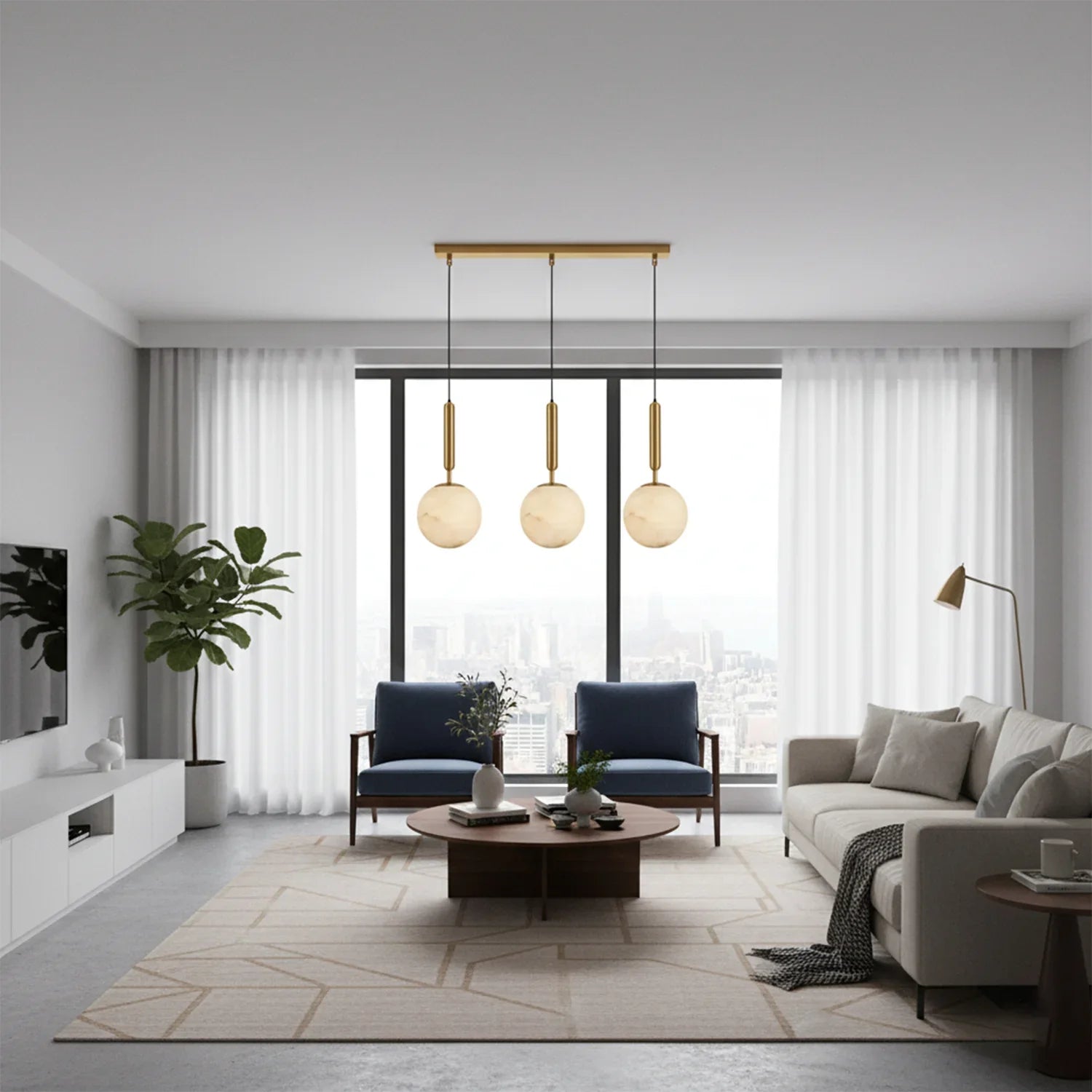 Alabaster Art Island Pendant Light