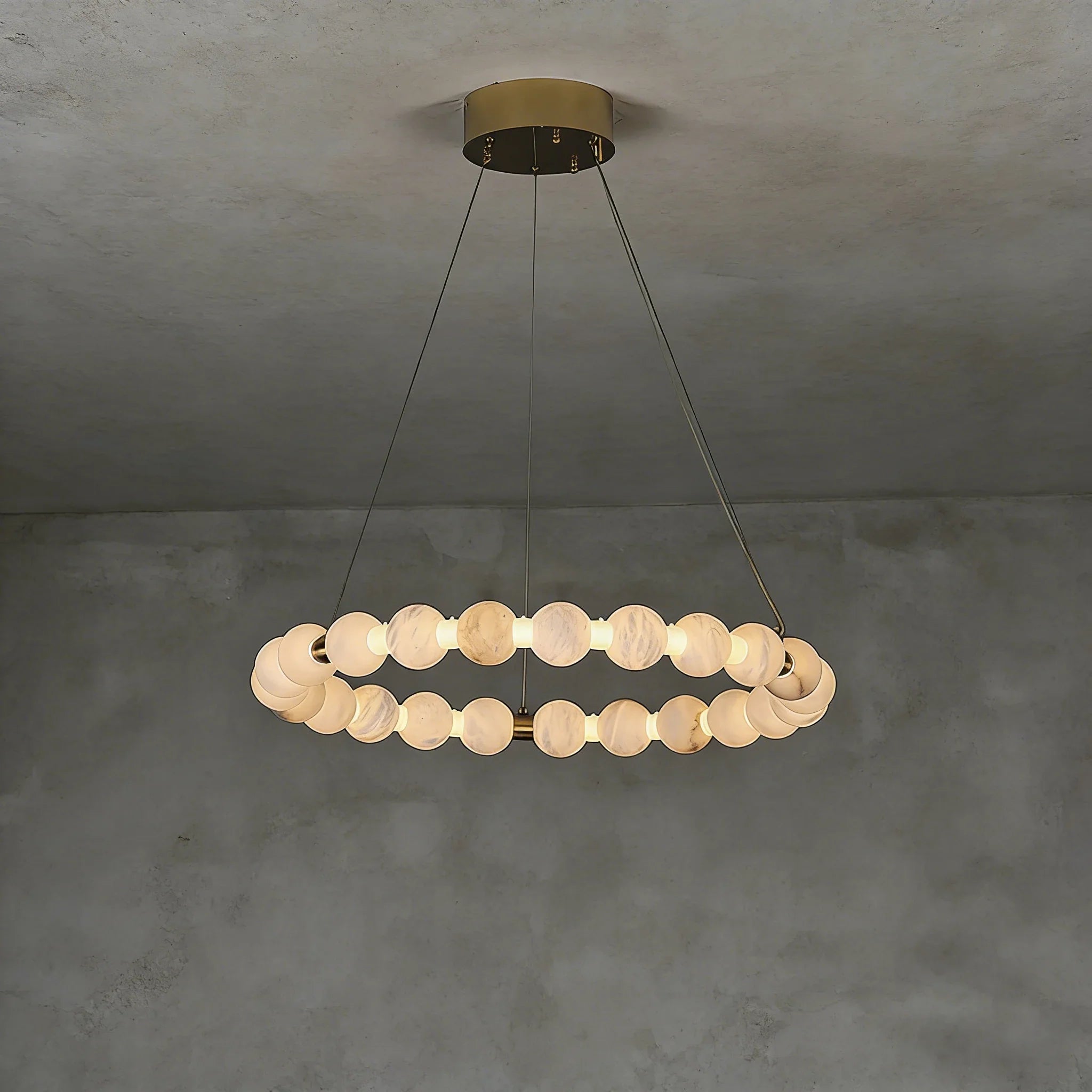 Alabaster Beaded Ring Chandelier