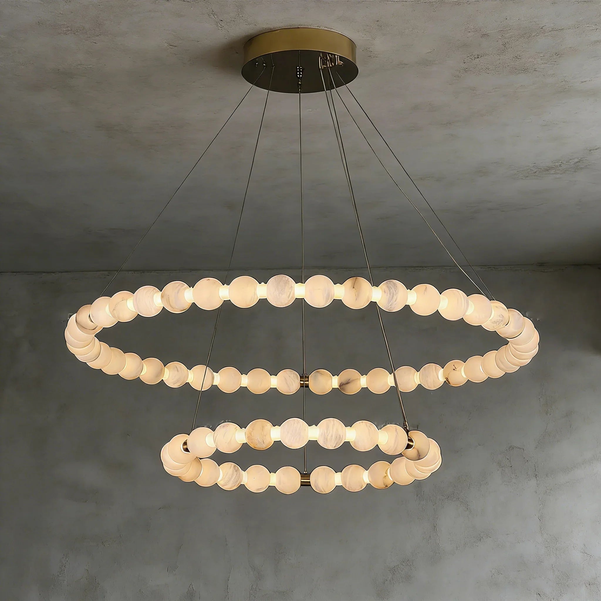 Alabaster Beaded Ring Chandelier