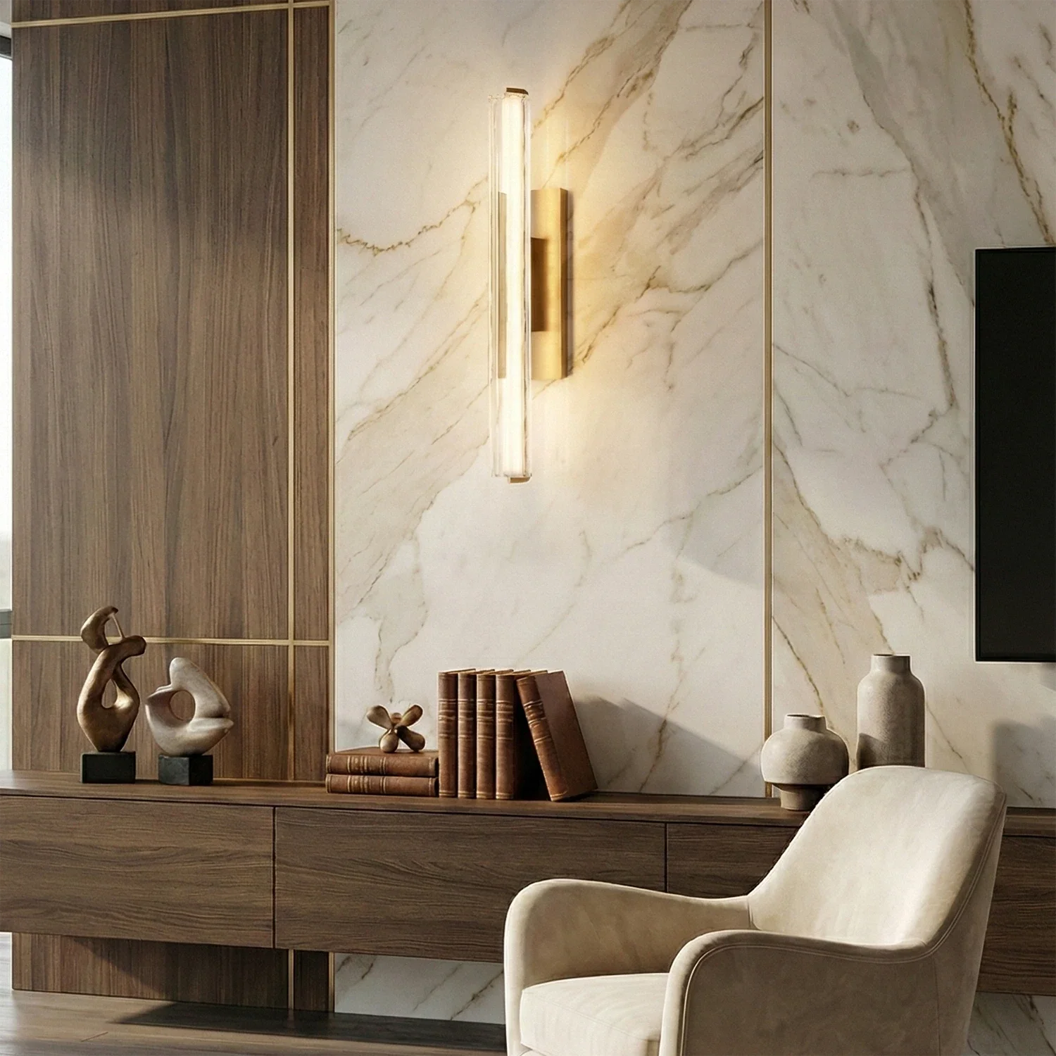 Audubonne Minimalist Crystal Column Sconce