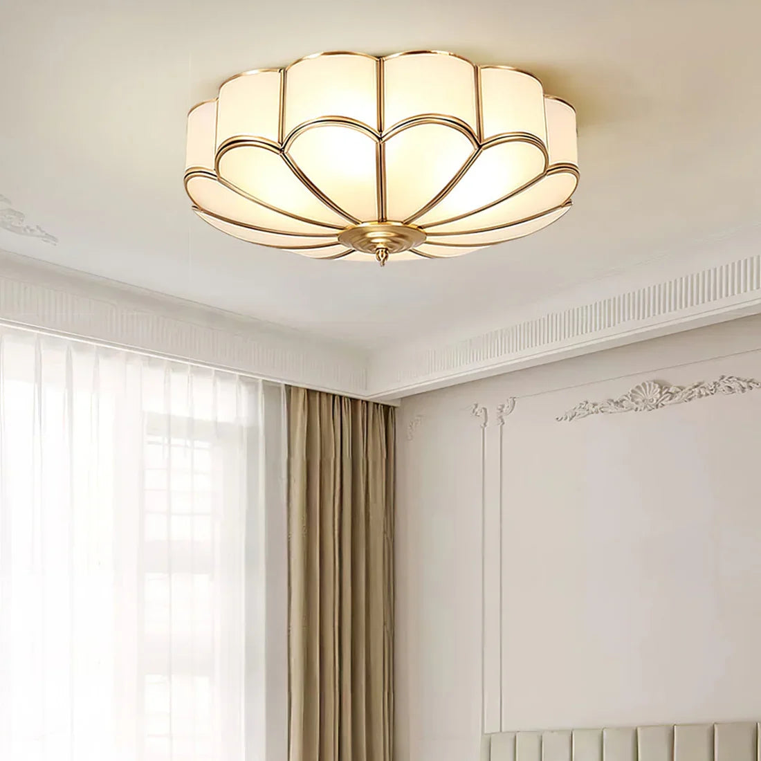 Floral Glass Flush Mount Ceiling Light