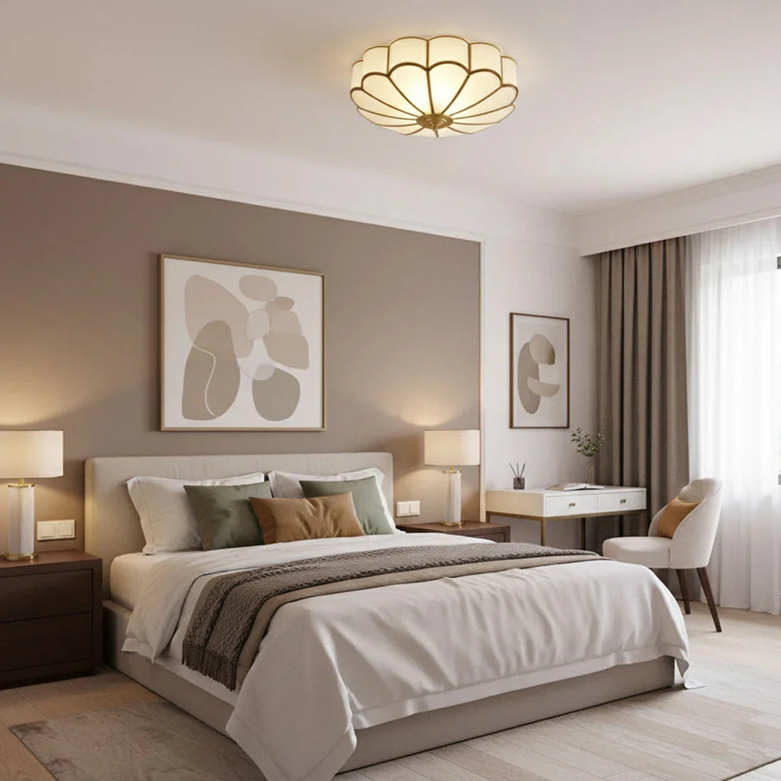 Floral Glass Flush Mount Ceiling Light