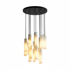 Luxury Alabaster Cylinder Cluster Chandelier