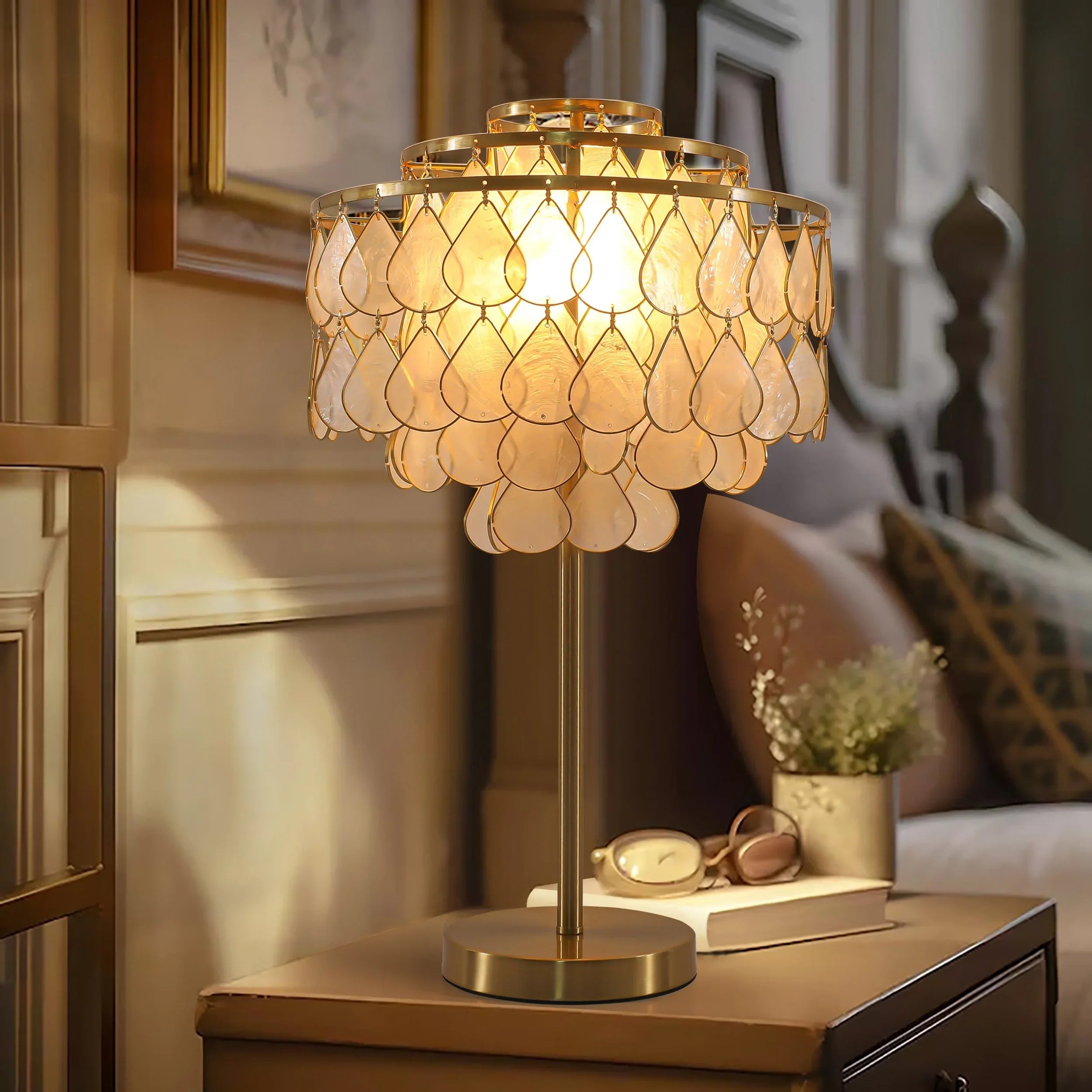Teardrops Capiz Table Lamp