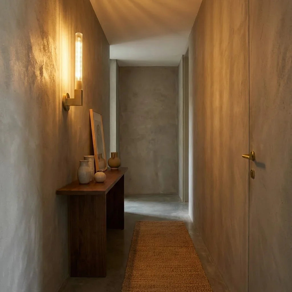 Modern Linear Brass & Glass Wall Light