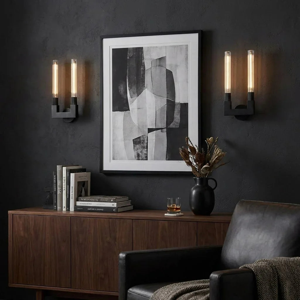 Modern Linear Brass & Glass Wall Light
