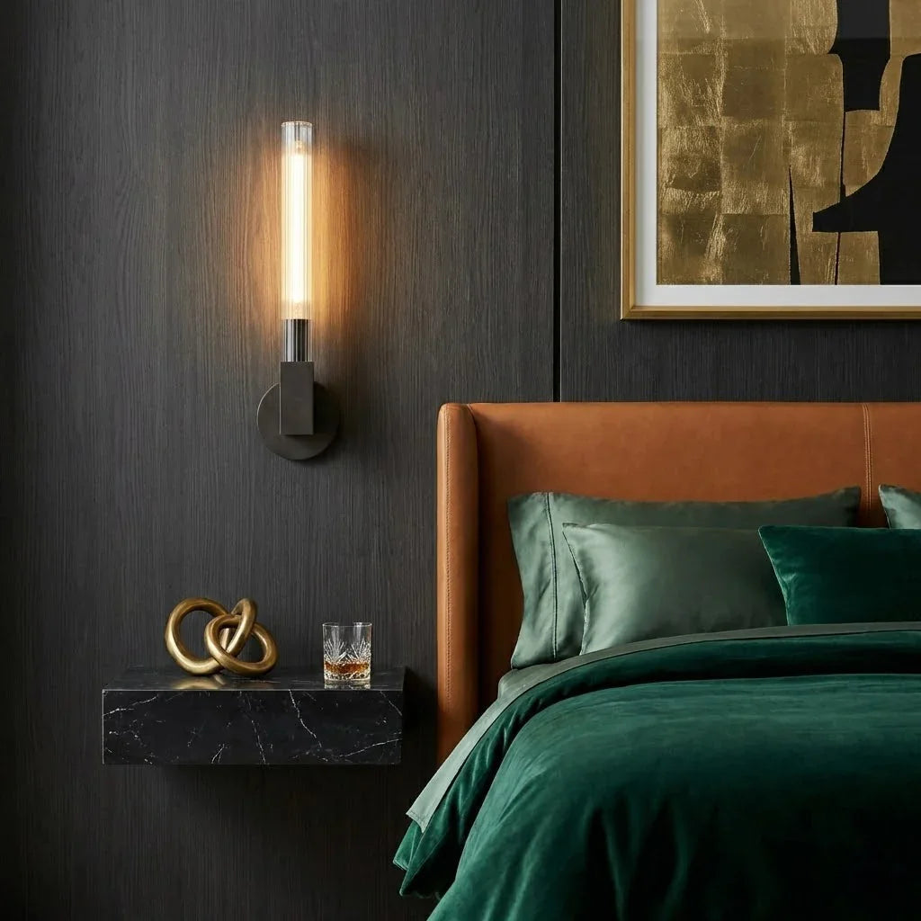 Modern Linear Brass & Glass Wall Light