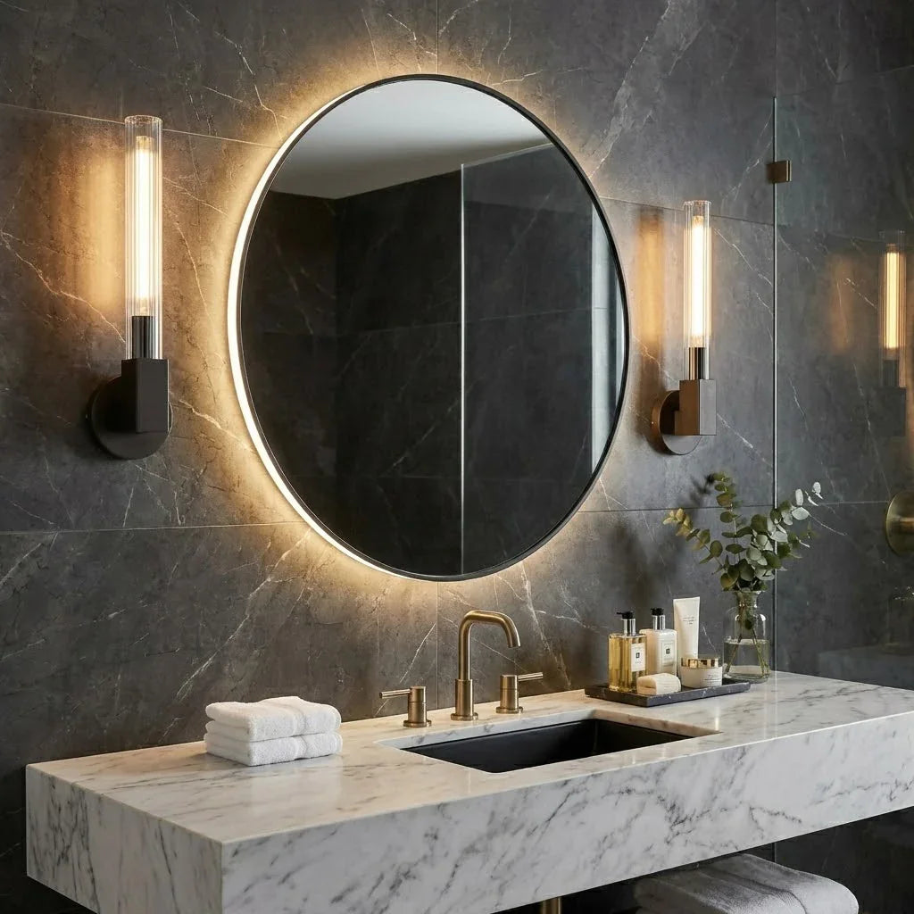 Modern Linear Brass & Glass Wall Light