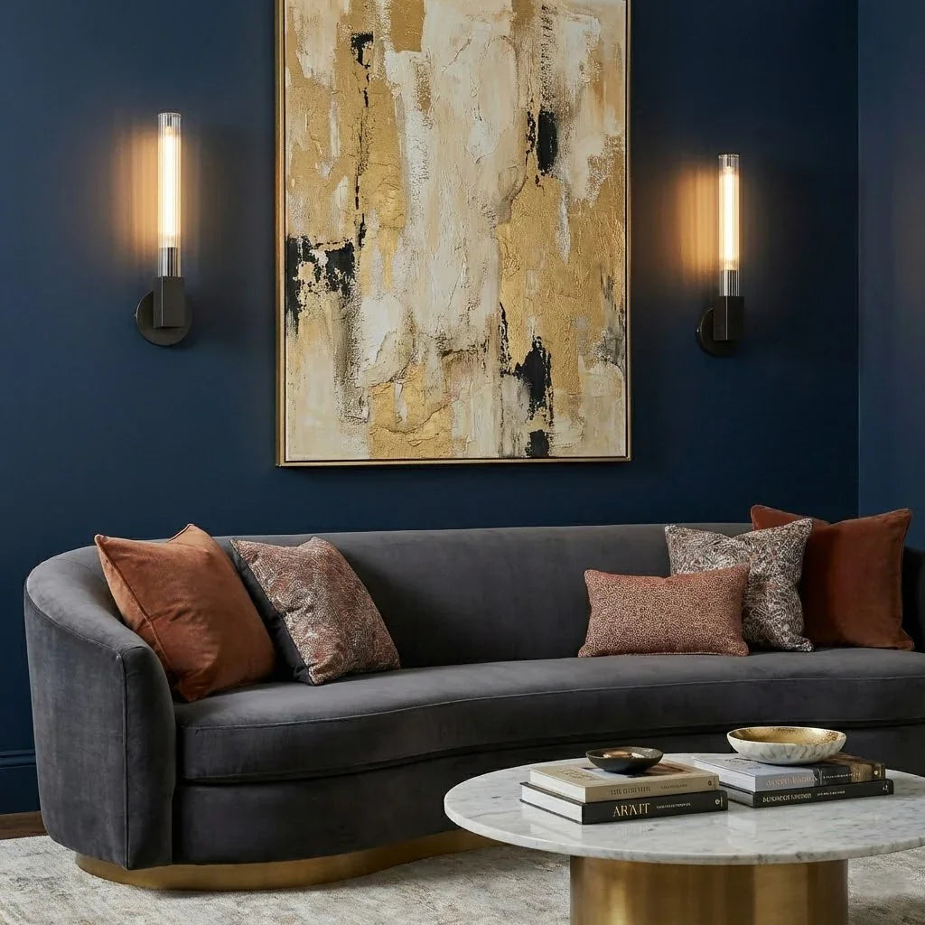 Modern Linear Brass & Glass Wall Light