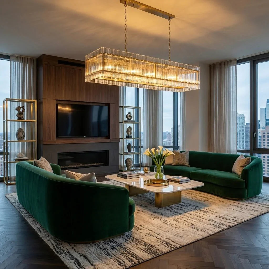 Modern Rectangular Linear Chandelier