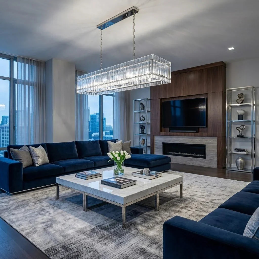 Modern Rectangular Linear Chandelier