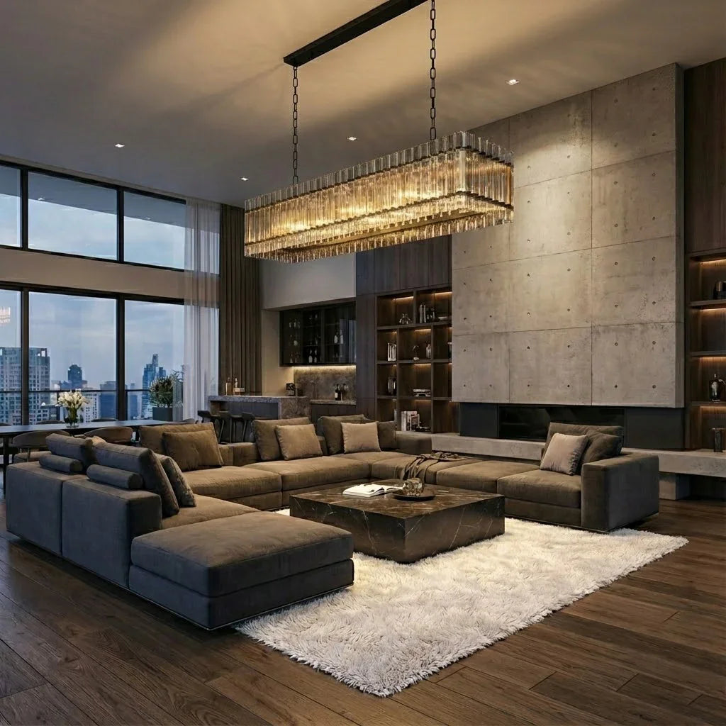 Modern Rectangular Linear Chandelier