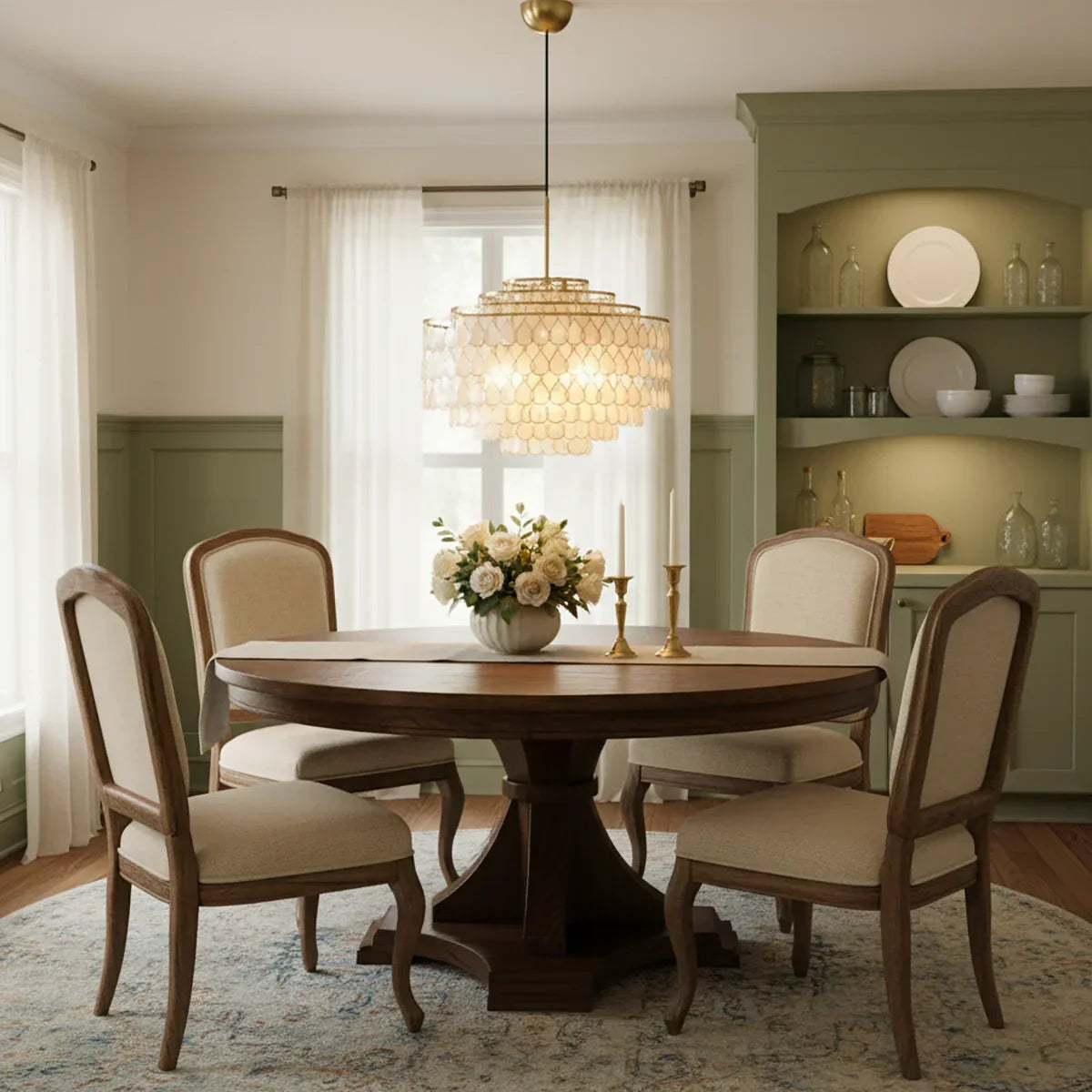 Luxury Capiz Shell Tiered Chandelier
