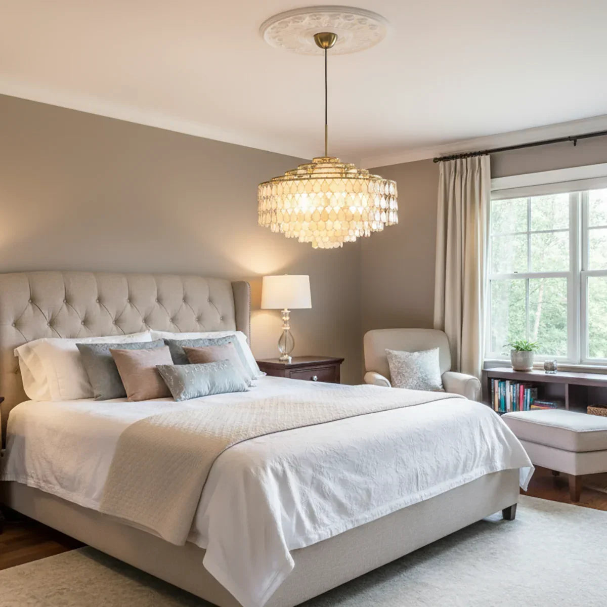Luxury Capiz Shell Tiered Chandelier