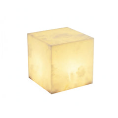 Simple Alabaster Cube Table Lamp