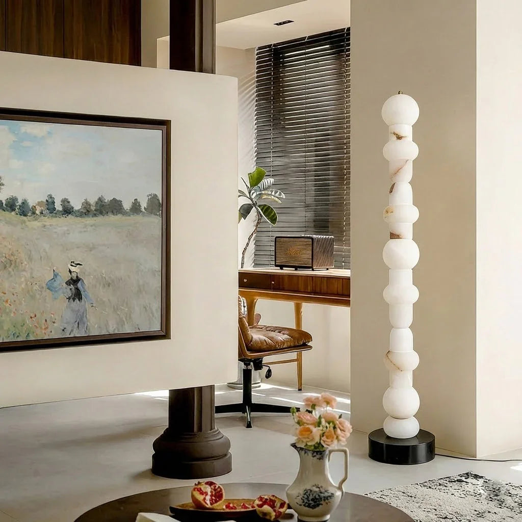 Stacked Alabaster Orb Floor Lamp
