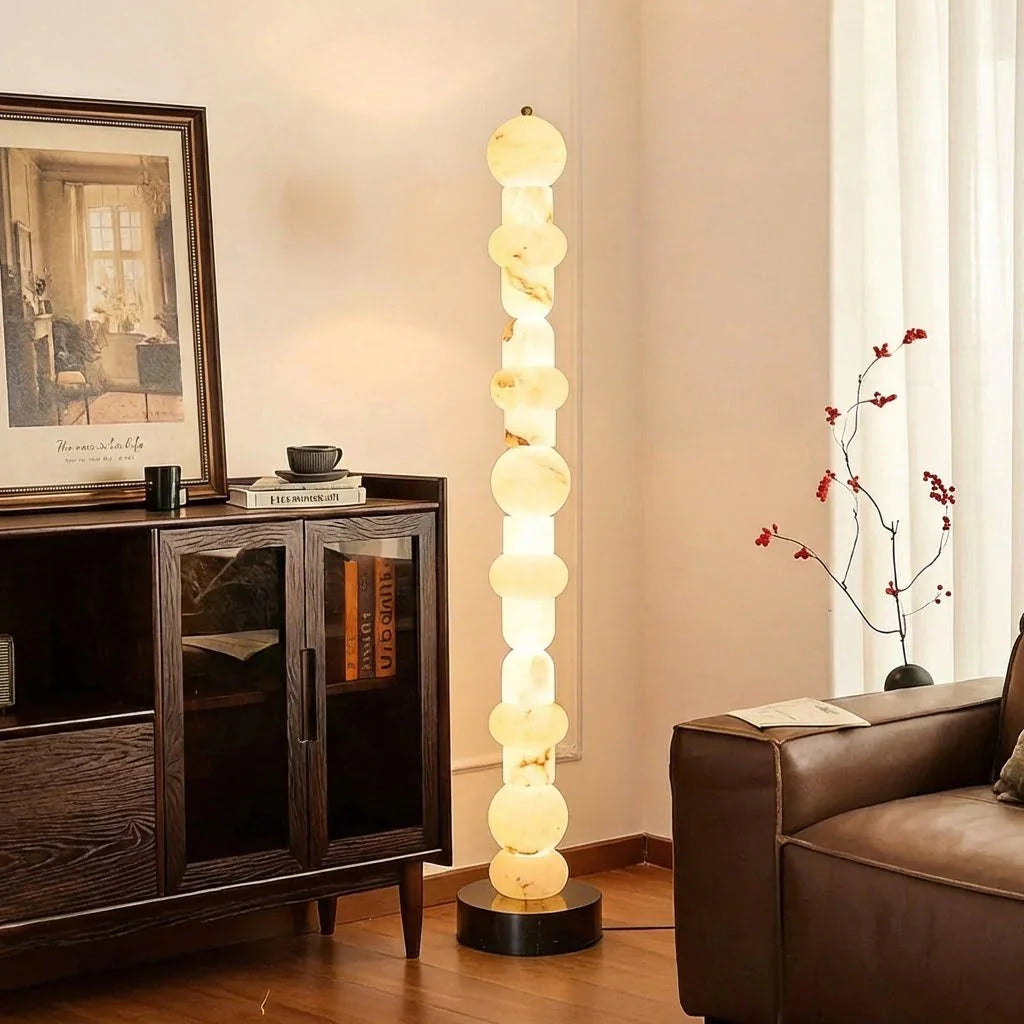 Stacked Alabaster Orb Floor Lamp