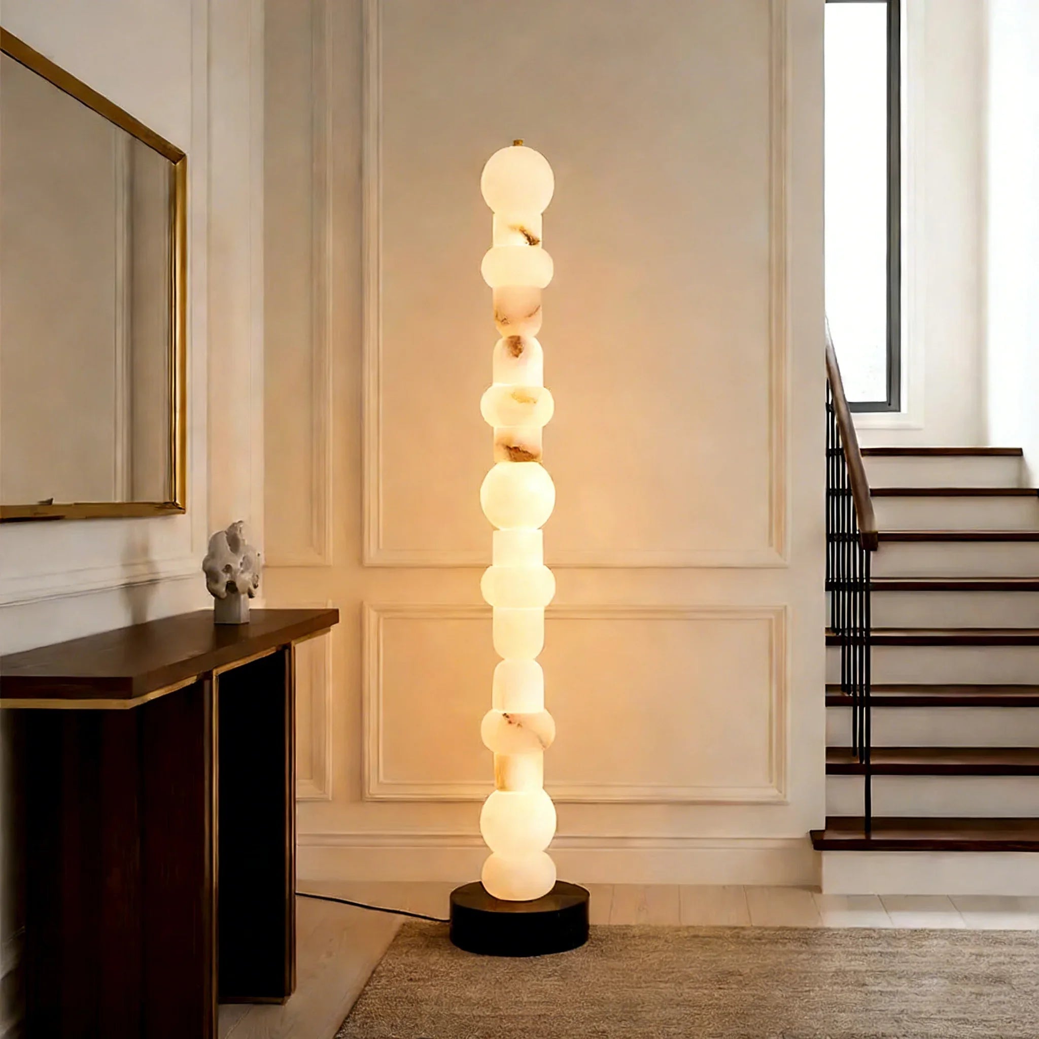 Stacked Alabaster Orb Floor Lamp