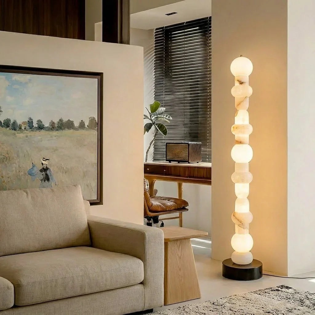 Stacked Alabaster Orb Floor Lamp