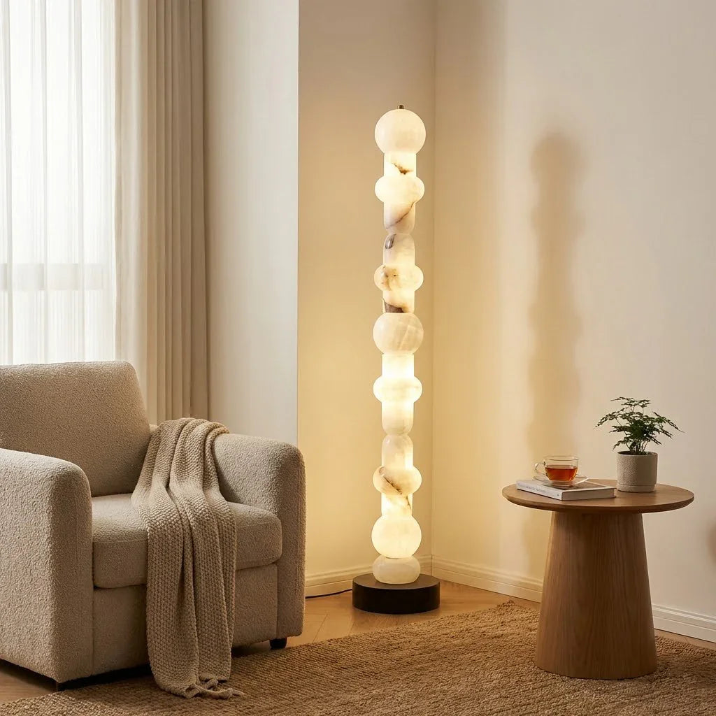 Stacked Alabaster Orb Floor Lamp