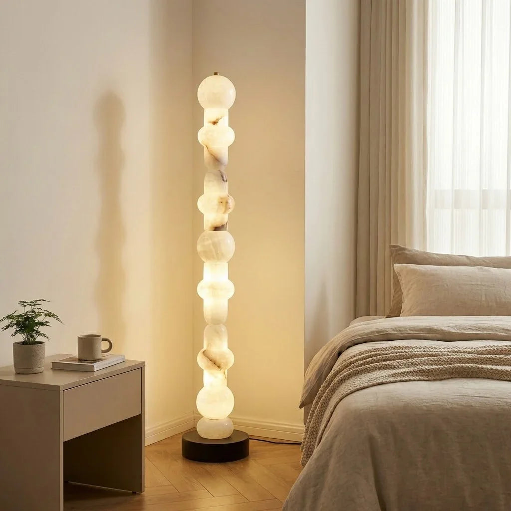 Stacked Alabaster Orb Floor Lamp