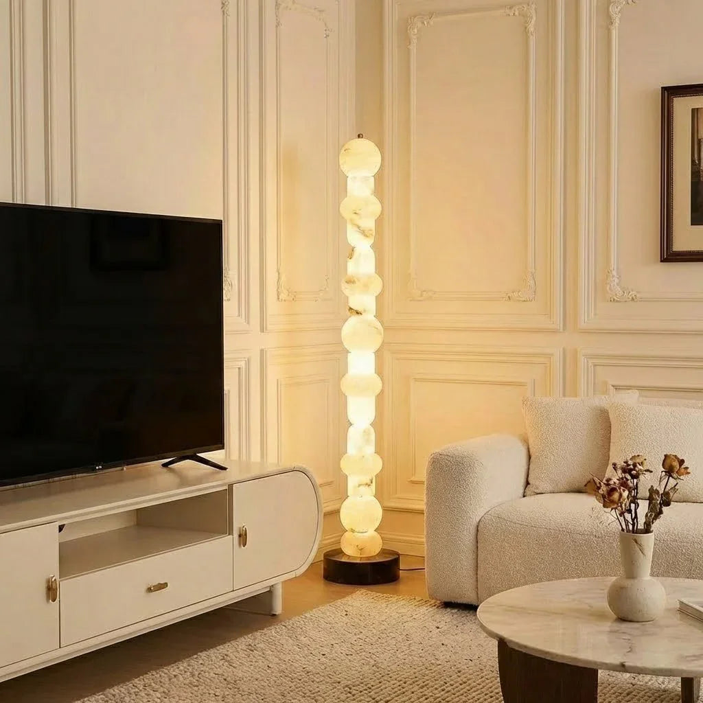Stacked Alabaster Orb Floor Lamp