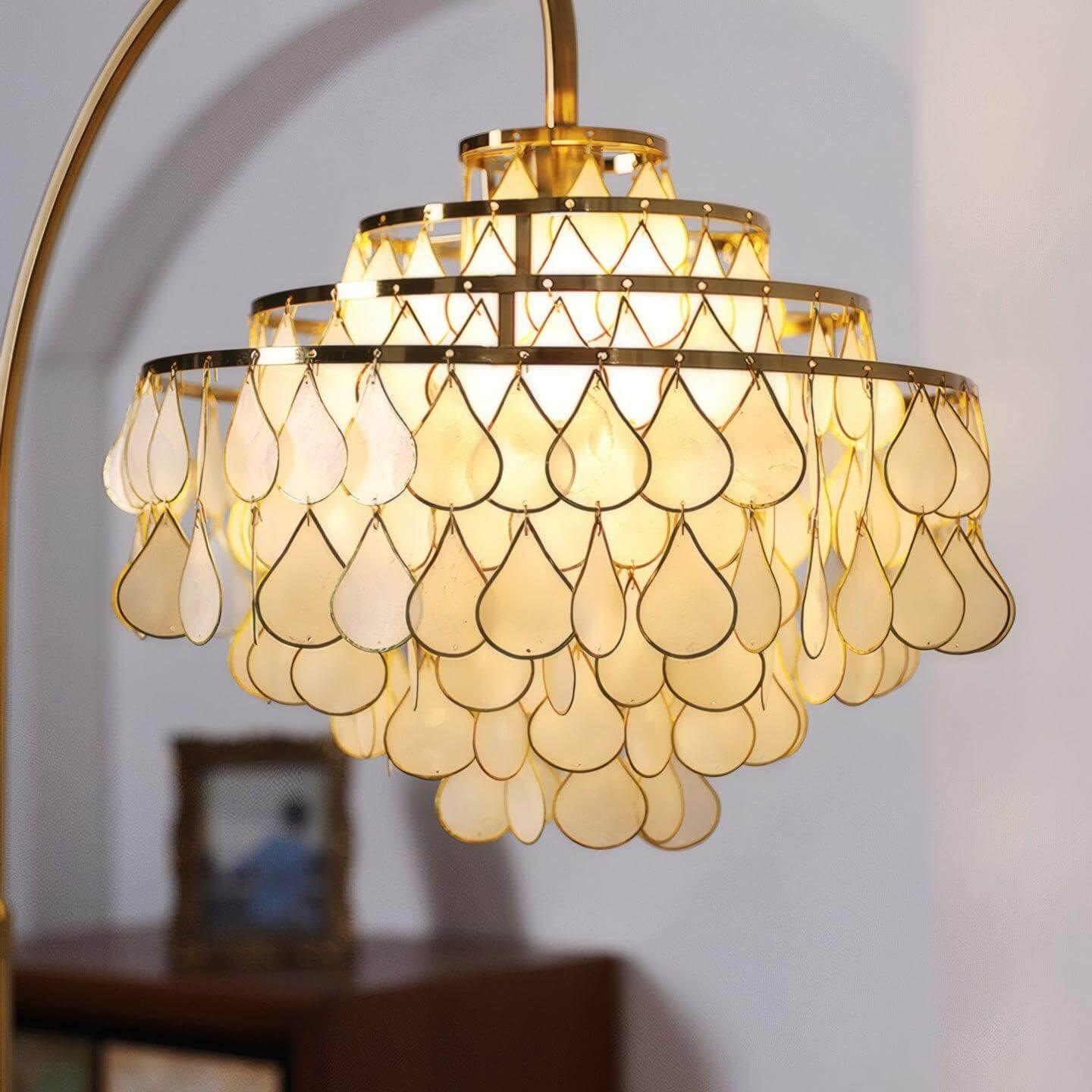 Teardrops Capiz Arc Floor Lamp