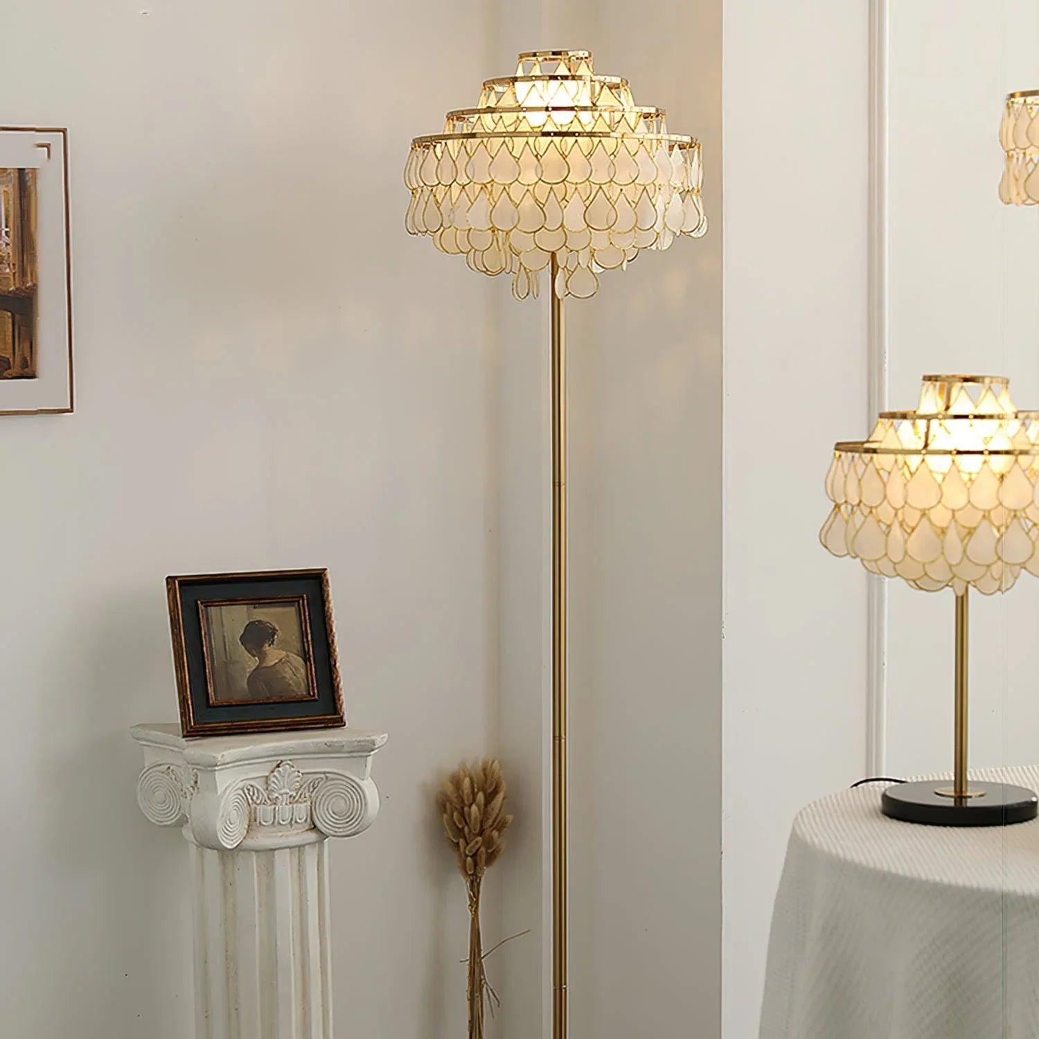 Teardrops Capiz Floor Lamp