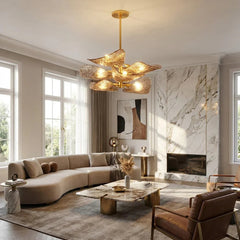 Textured Glass Leaf Chandelier