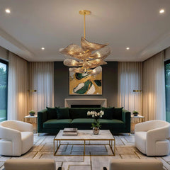 Textured Glass Leaf Chandelier