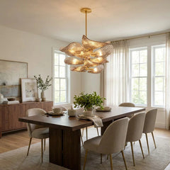 Textured Glass Leaf Chandelier