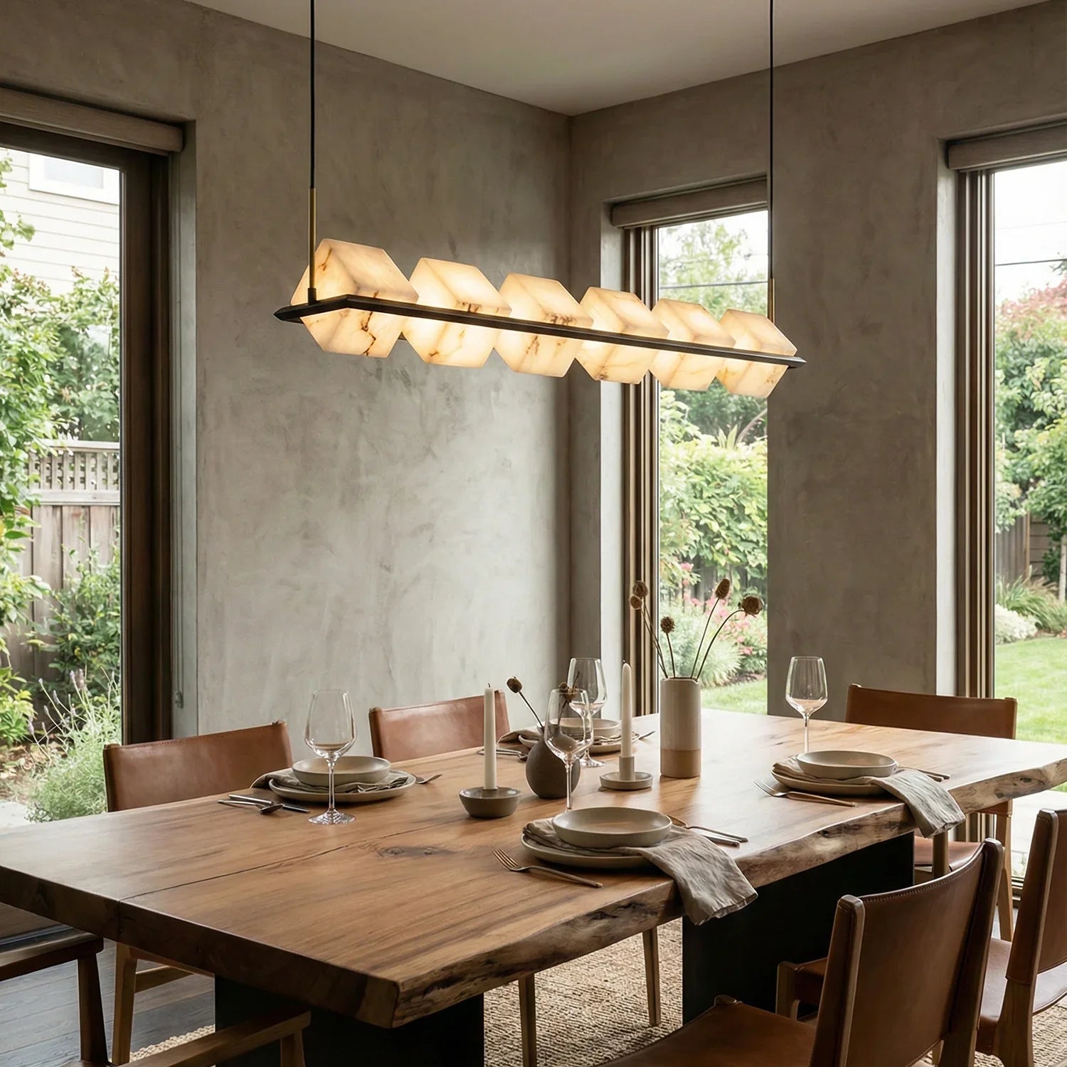 Alabaster Box Cube Linear Chandelier