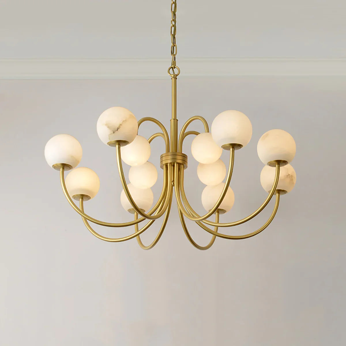Alabaster Forked Radial Globe Chandelier