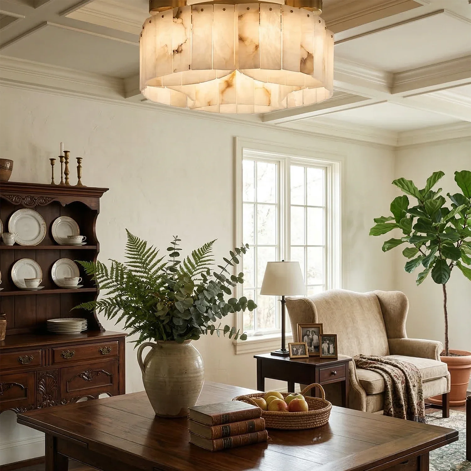 Alabaster Modern Brass Ceiling Lamp