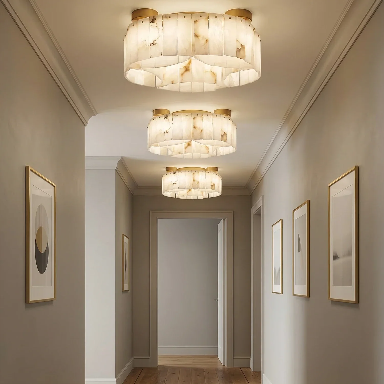 Alabaster Modern Brass Ceiling Lamp